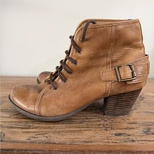 Aldo Tan Leather Lace Up Witch Boots